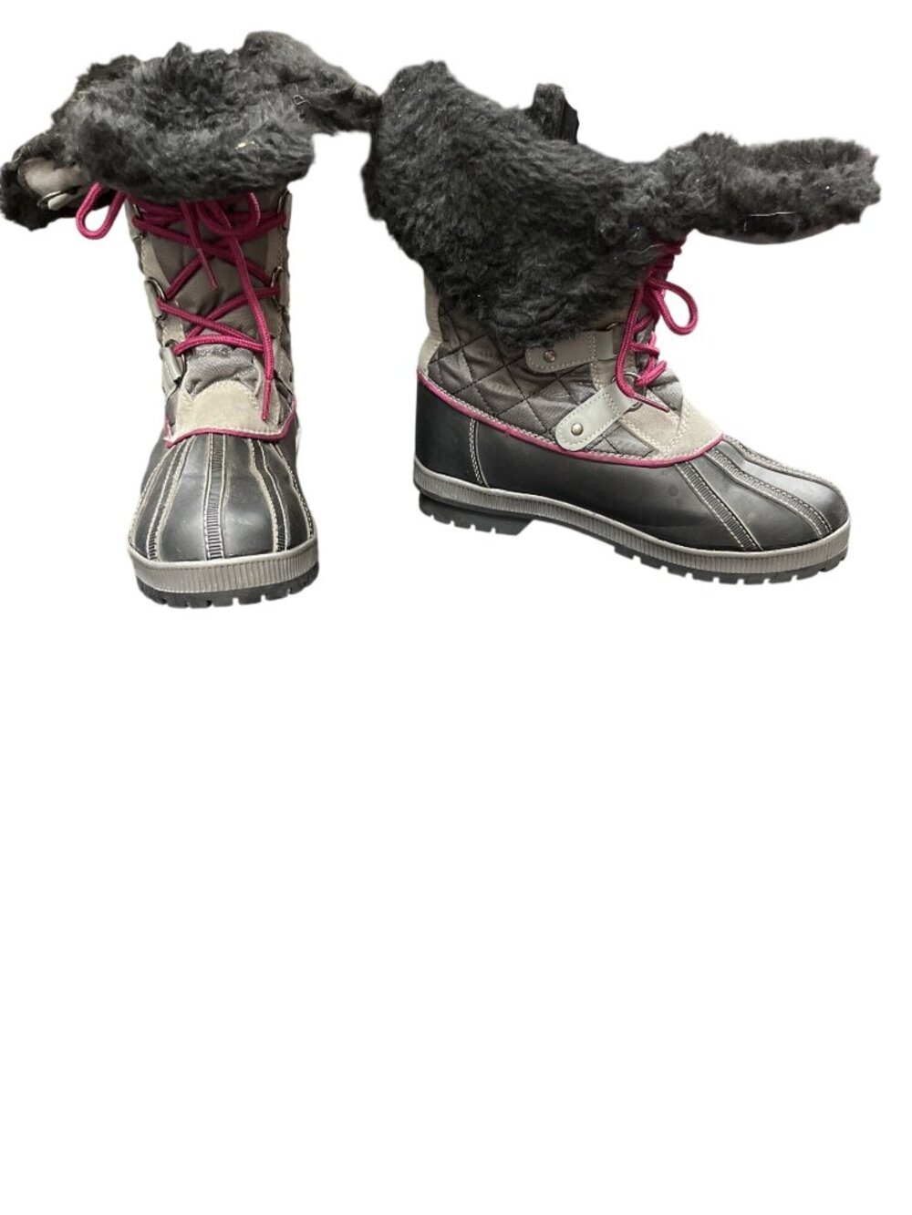 Totes Gracie Black wms black gray versitile mid calf winter boots 10M SKU 10-646
